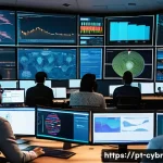 사이버 보안 자동화 도구의 필수 요소 - A high-tech cybersecurity operations center in São Paulo, Brazil, showing a diverse team of professi...