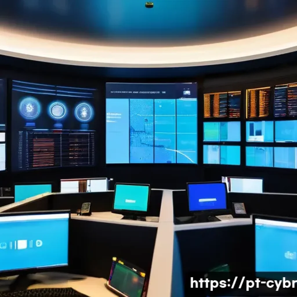 사이버 보안 자동화 도구와 인력 관리 - A modern corporate cybersecurity operations center in São Paulo, Brazil, featuring a diverse team of...