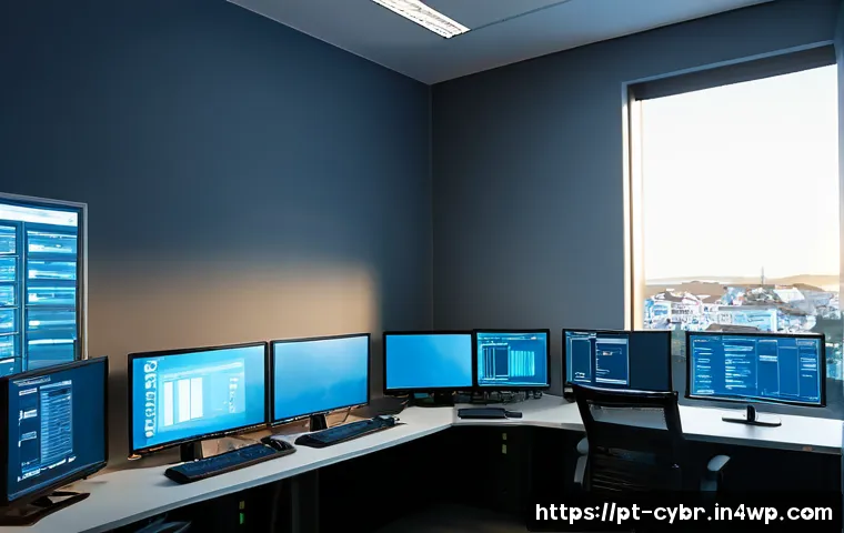 Home 17 사이버 보안 자동화 도구의 중요성 - Photorealistic cybersecurity operations scene in a modern Portuguese office, diverse IT professional...